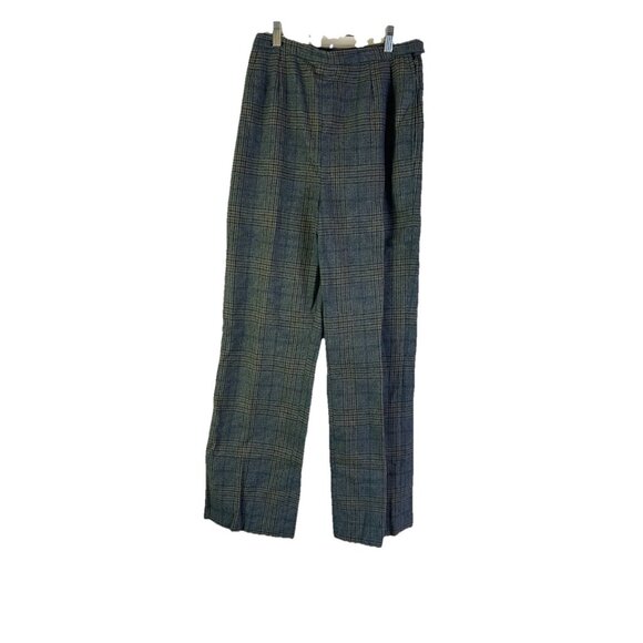 Vintage 80s Wool Houndstooth Plaid Pleated Dress Pants Slacks - Picture 1 of 8